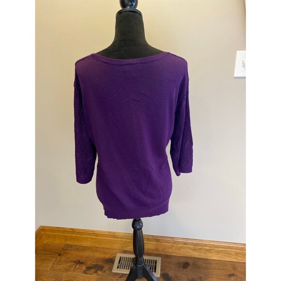 Fashion Bug Knit Top Plus Size 1X Plumb Purple Light Sweater  Round Neckline - Picture 5 of 11